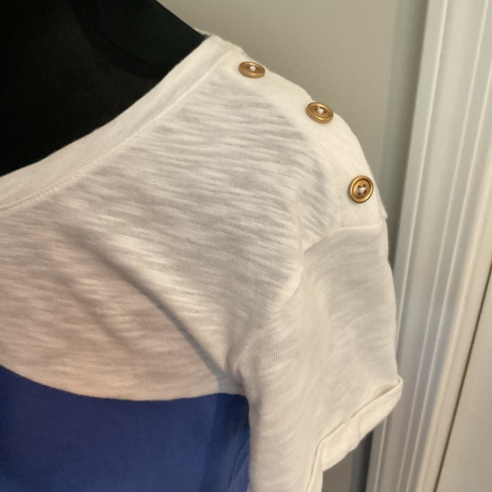 Nicole Miller NY Blue White Color Block Cotton T-Shirt Mini Dress Size M - Picture 3 of 4